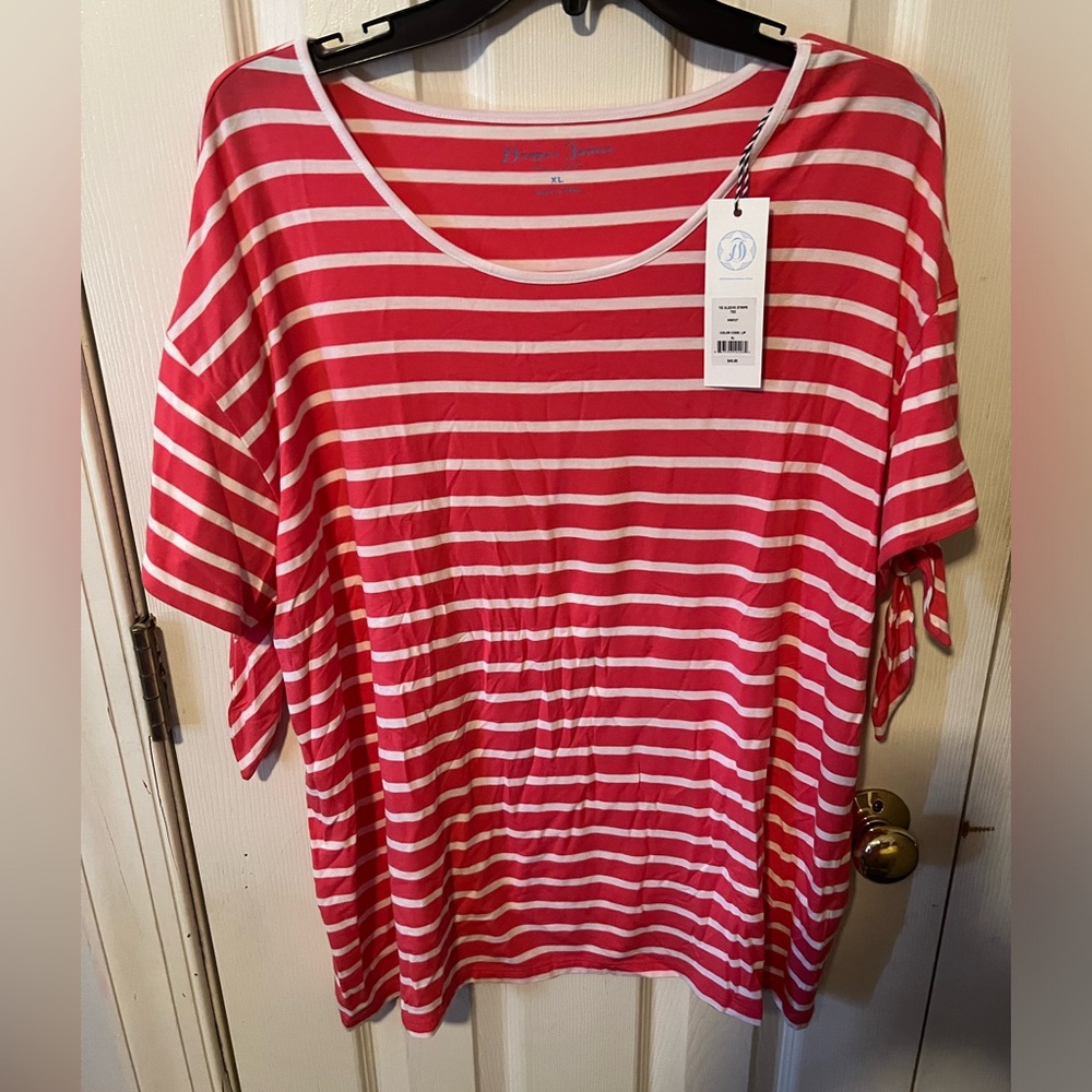 NWT Draper James Striped tie sleeve top tee